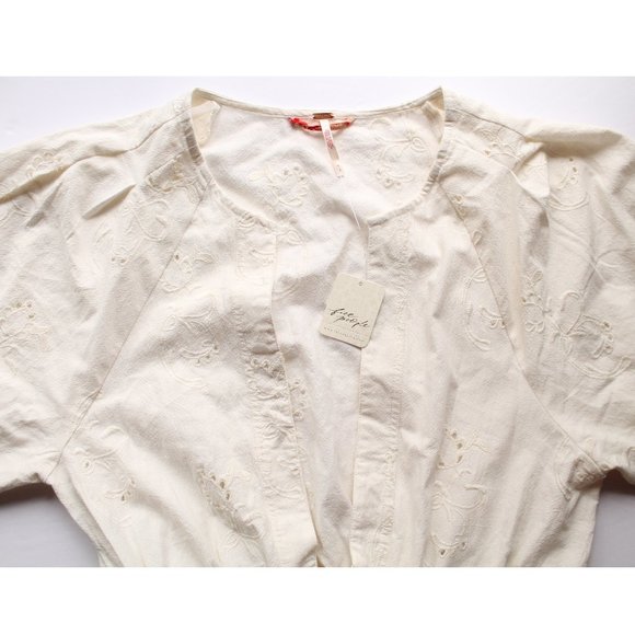 Free People Loving You Jumpsuit 26" / Medium / Ivory Floral Eyelet Embroidered - Picture 7 of 9